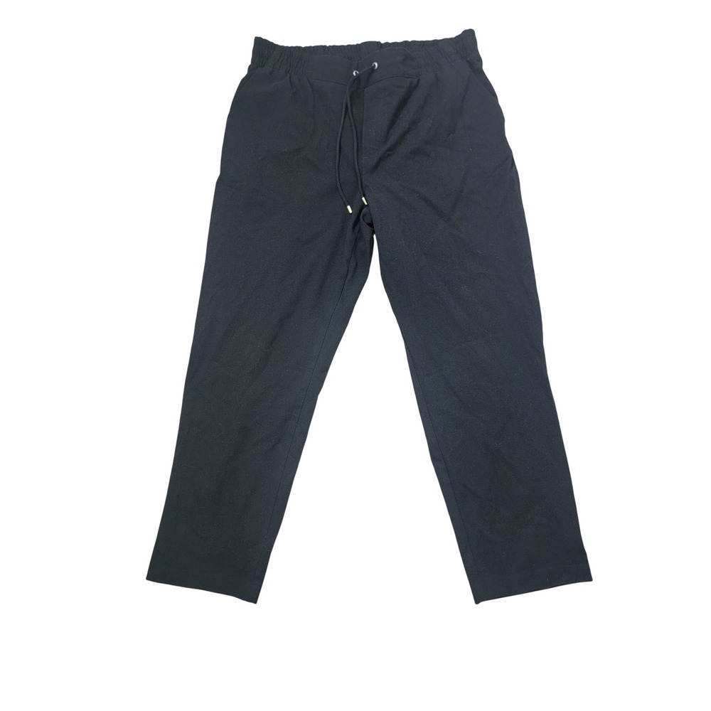 Tommy Hilfiger Womens Black Elastic Waist Drawstring Straight Leg Pants Size M